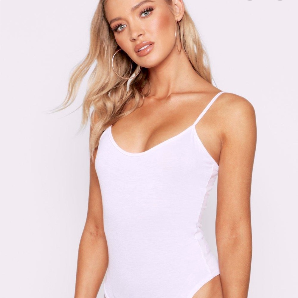 White spaghetti strap bodysuit